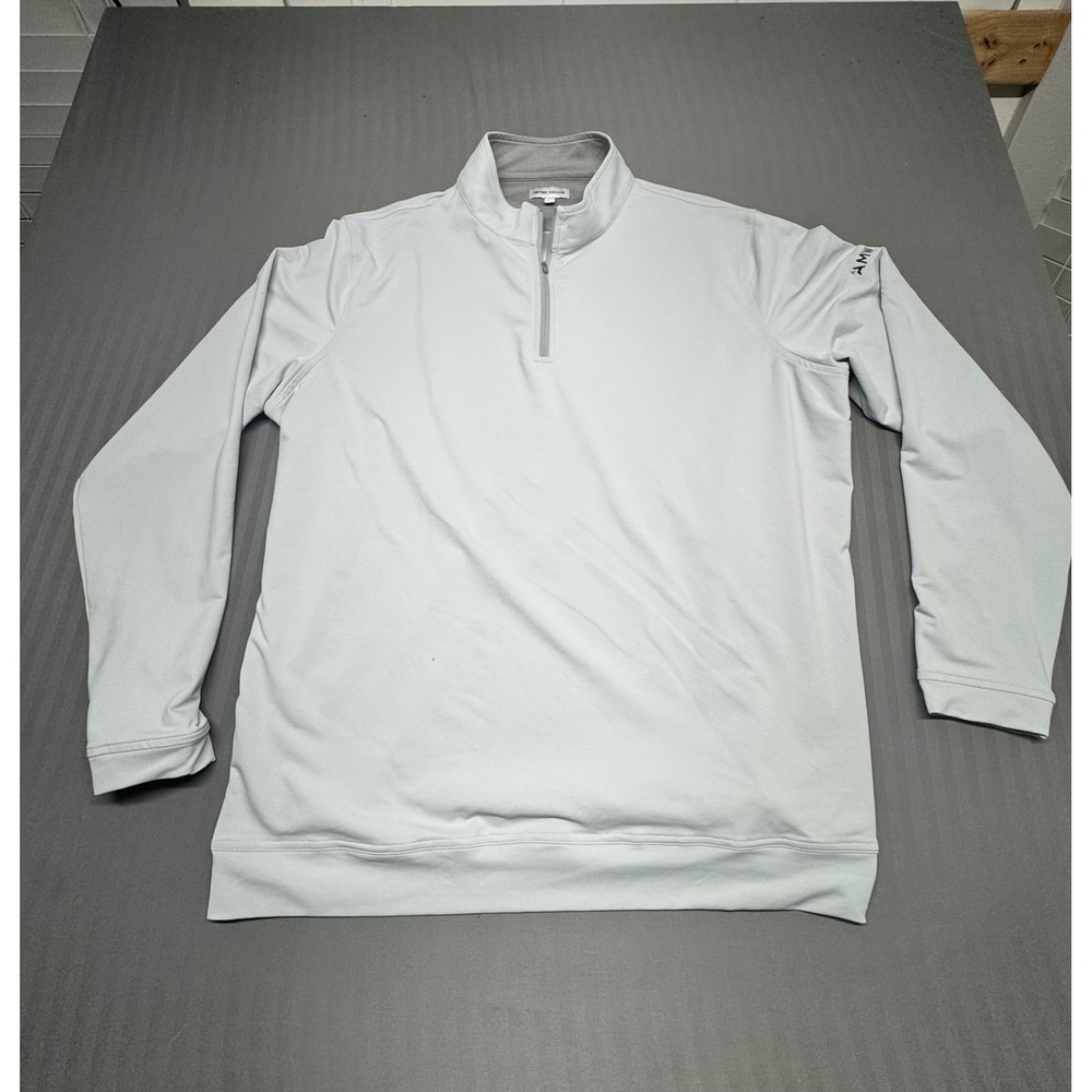 Peter Millar Mens XXL Light Gray Quarter Zip Pullover AMWINS Logo Golf Shirt
